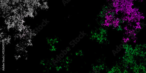 Multi colored fractal grunge distress texture. White dust and scratches on a black background. Grunge black and white crack paper rough black and white texture vector.