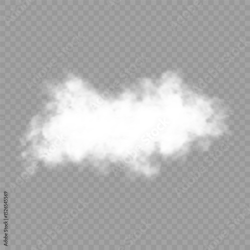 White realistic isolated steam or cloud on transparent background. Cloud, nature sky or food smoke symbol. Weather element or pattern art. Cloud texture, fire smoke wave, foggy nature. Cloud png