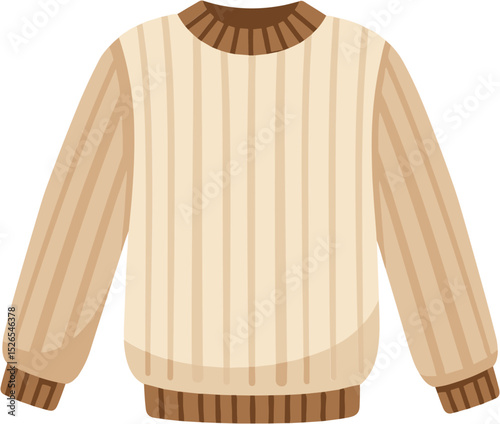 Cream-colored knitted sweater with vertical stripes  