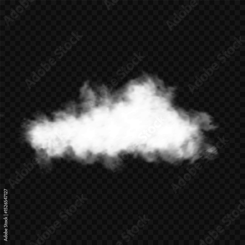 White realistic isolated steam or cloud on transparent background. Cloud, nature sky or food smoke symbol. Weather element or pattern art. Cloud texture, fire smoke wave, foggy nature. Cloud png