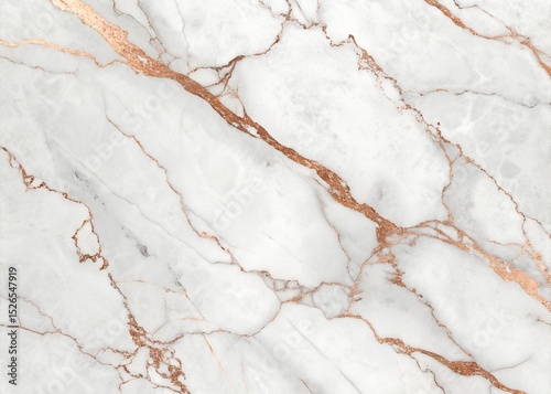 Elegant White Marble with Rose Gold Copper Veins Texture