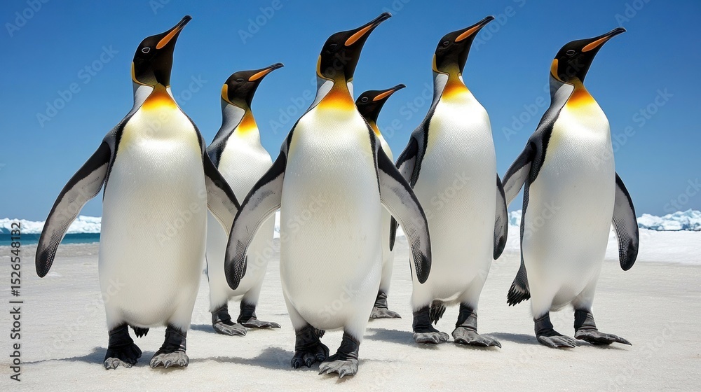 Fototapeta premium Emperor Penguins Walking on Snow