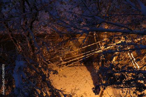 Urban winter landscape after a snowfall.