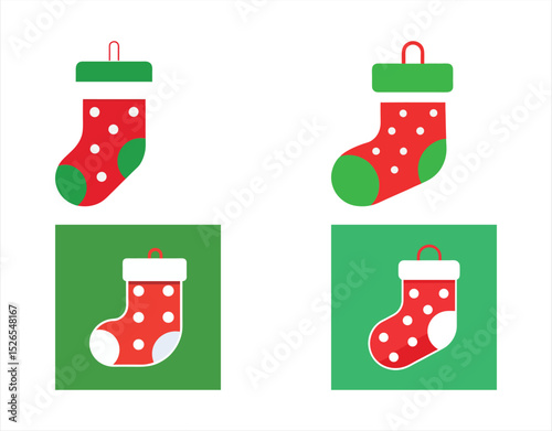 Christmas Stockings Icons Red and Green Festive Holiday Designs