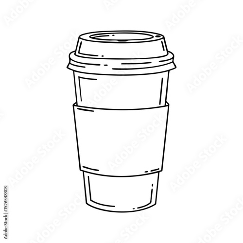 Hand-drawn illustration of a generic takeaway cup. Versatile for various beverage concepts, from coffee to juice, perfect for menus