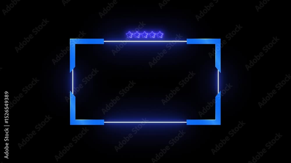 Webcam Overlay Neon Blue Loop Animation, Neon Facecam Flicker for Stream Overlay