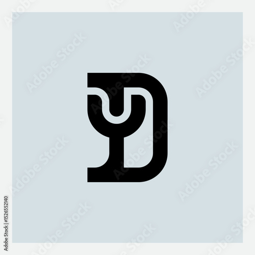 DY - Elegant universal sign. Graphic symbol for corporate identity. Symbiosis. Letters D and Y logo design. Minimalistic monogram. Premium business logotype.