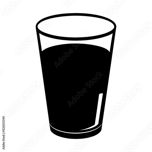 Clear glass beverages of milk, water, and juice a glass of water silhouette black vector icon illustration minimalist on white background