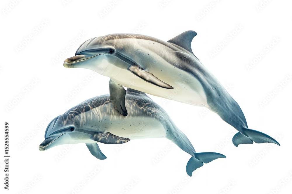 Fototapeta premium Dolphin with baby animal mammal fish.