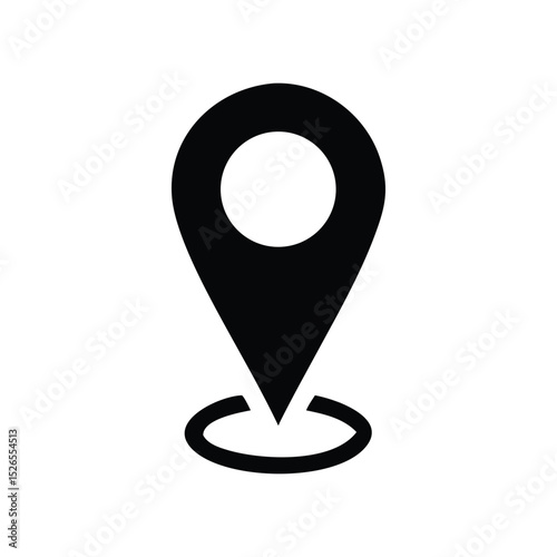 3D Map Pointer Icon with Yin Yang Design for Web and Info Use silhouette vector illustration minimalist on white background