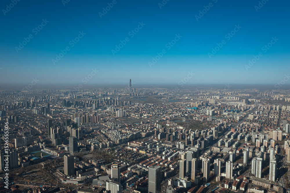 Fototapeta premium Aerial photography of the city scenery of Tianjin, China 