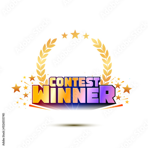 Contest winner, competition, award, and quiz winner announcement logo concept and template design.