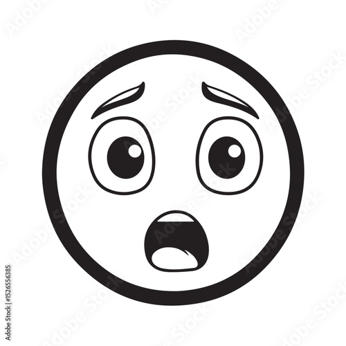 Set of shocked or surprised face icons in flat vector style. Features various expressions with wide eyes and open mouth, representing emotions like shock, awe, or sudden realization
