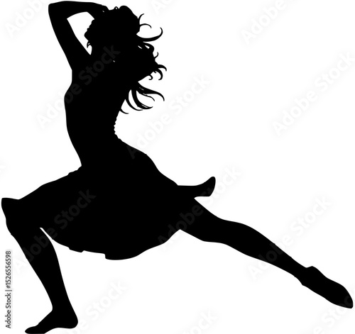 Silhouette of a Dancing Woman in an Elegant Pose