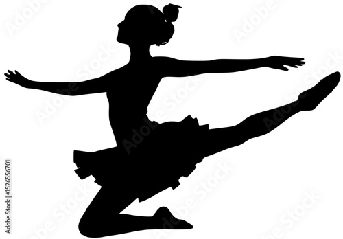 Ballerina Silhouette in a Dynamic Leap of Grace
