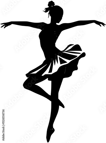Silhouette of Ballerina Performing Ballet Dance in En Pointe Position