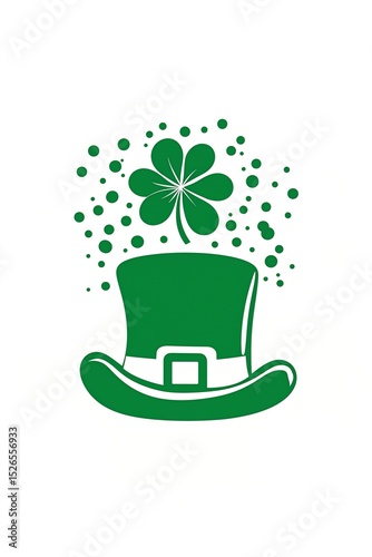 Irish bank holiday celebration icon featuring a green hat with a shamrock design and festive elements