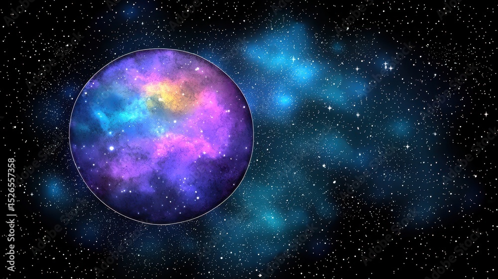 Fototapeta premium Cosmic Planet Vibrant Nebulae and Starry Night Sky