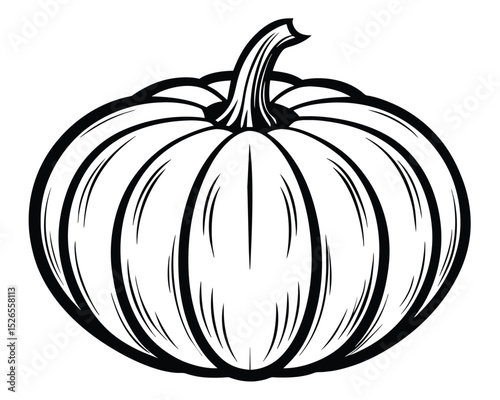 Classic Autumn Pumpkin Illustration A Simple Black and White Design
