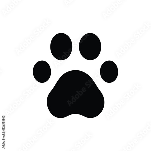 Black paw print icon illustration