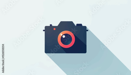 Flat vector camera icon design with soft shadows, branding concept