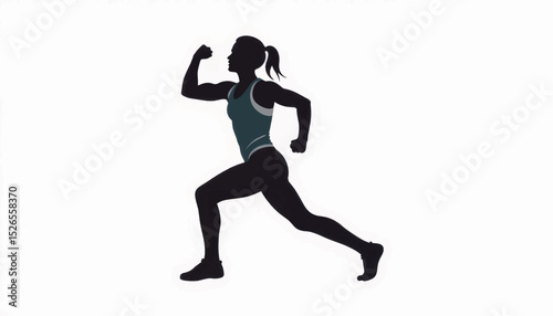 Dynamic runner showcasing strength and movement on white background, fitness energy
