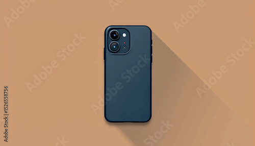 Missing back cover of black phone on beige background, repair concept