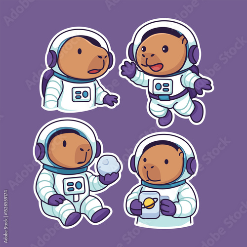 Cute Astronaut Capybara Illustration Design