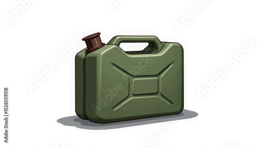 Classic olive green fuel canister illustration, industrial design