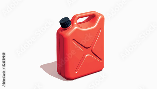 Modern red fuel canister on white background, commercial appeal