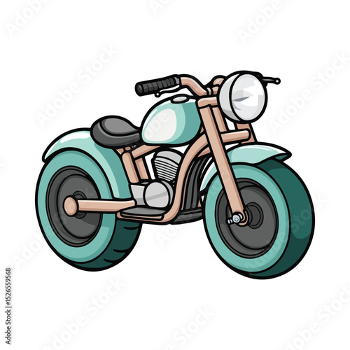 Vector Icons of Cute Motorcycles for Childrens Art