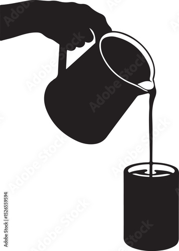 Candle Making Silhouette Vector: Pouring Wax into Molds