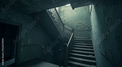 Dilapidated Staircase Decay and Unease