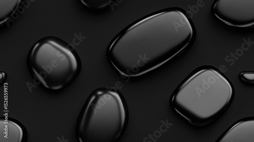 Smooth black stones on black background for spa concept and decorative design