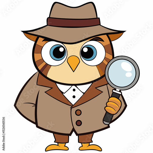 cartoon owl with magnifying glass