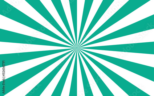 Abstract dynamic vibrant background with bright teal and white spiral rays. Sunburst pinwheel design, with sense of movement and energy. Wavy, curved stripes twist with a visual illusion of spinning