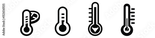 Thermometer Icons: Temperature Gauge Symbols for Web & App Design