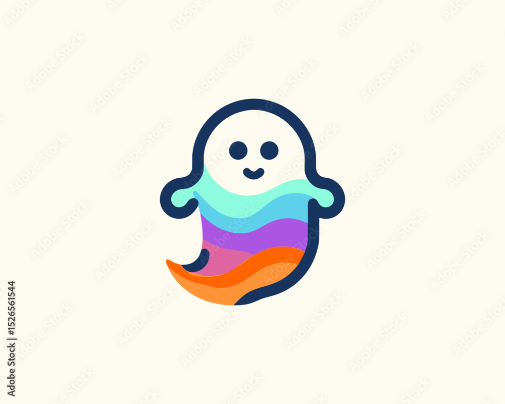 Fototapeta premium Clean ghost logo with spooky halloween vibe