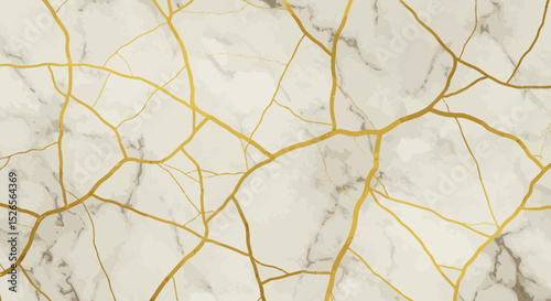 Elegant kintsugi marble texture with golden veins, creating a luxurious design