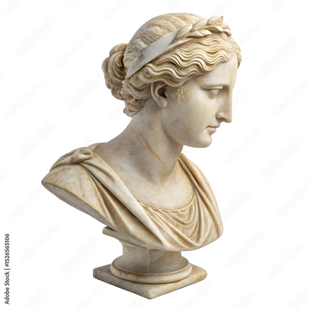 Obraz premium Serene Marble Muse A timeless portrayal of classical elegance, this sculpted bust embodies grace and quiet contemplation. Its detailed craftsmanship evokes a sense of history and artistry.