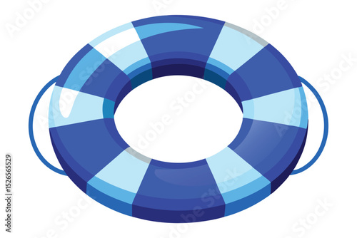 Blue and White Striped Life Preserver Safety and Summer Fun