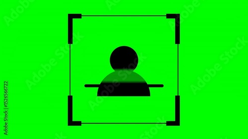 Animation Face Recognition with Full Head Scan Icon on Green Screen Biometric Identification