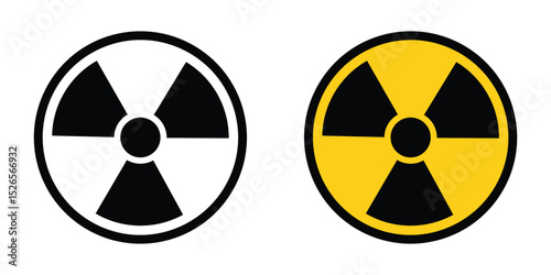 Radiation warning sign icons. Radioactive warning icon set vector