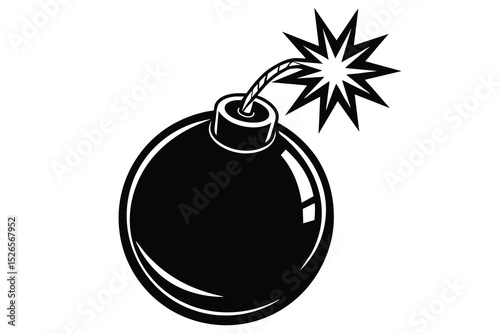Explosive Danger Black and White Bomb Illustration