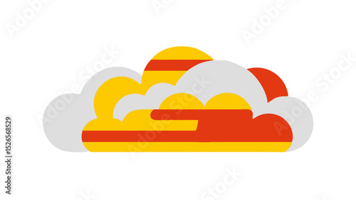 Colorful abstract clouds in yellow, red, and grey design  