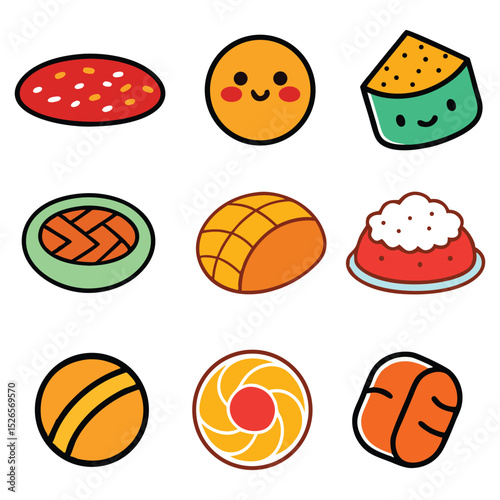 set of different kinds of food