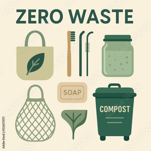 Zero Waste Lifestyle Toolkit Vector Illustration