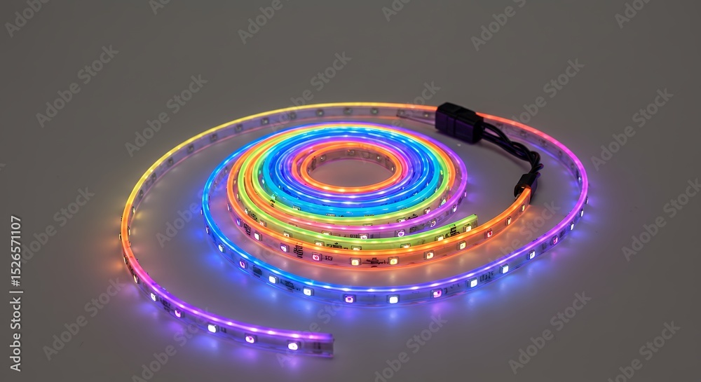 Fototapeta premium Multicolored led strip lights coiled