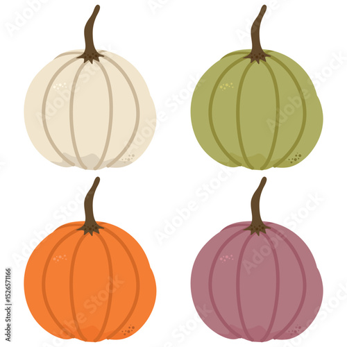 Seamless Vector pattern of various vivid colorful hand drawn pumpkins for Halloween, Thanksgiving, harvest, autumn season fabric, packaging, wrapping paper, wallpaper design