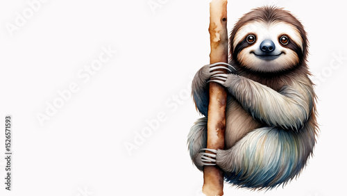 A sloth firmly grips a tree branch, showcasing its long claws